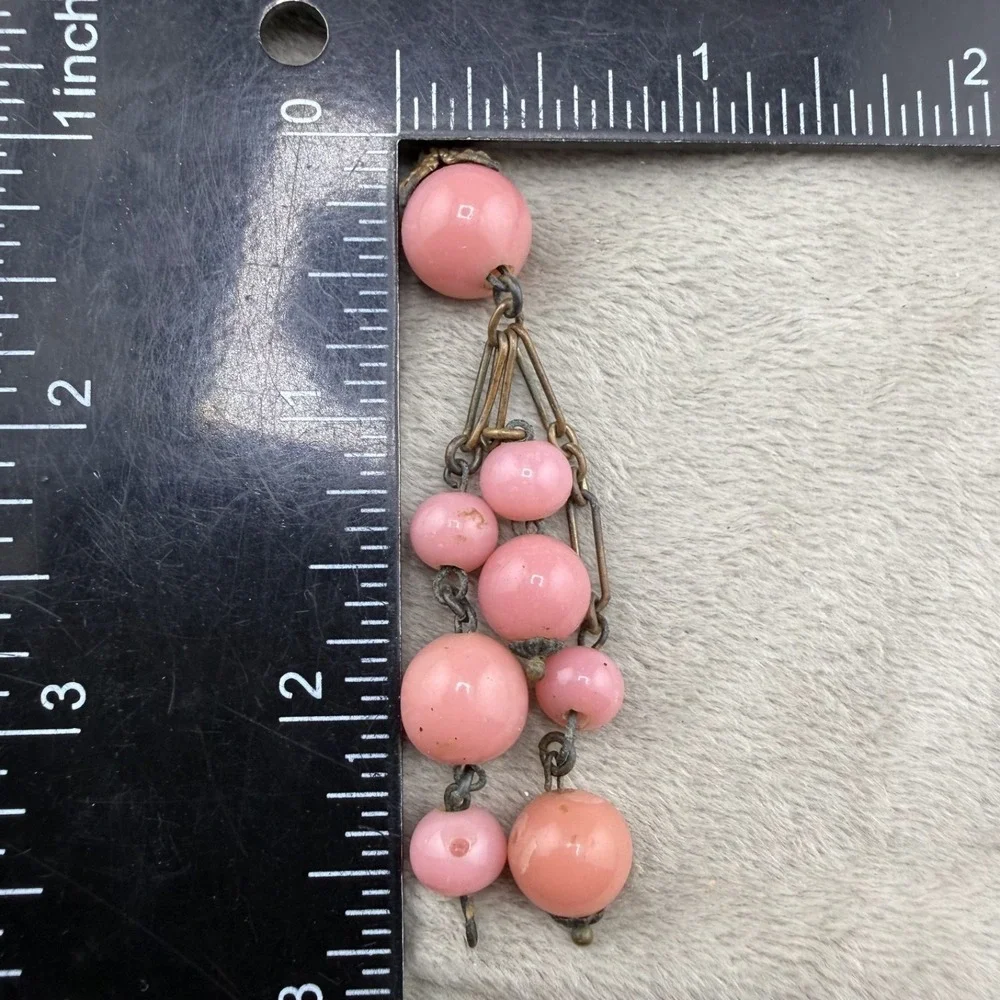 Vintage Art Deco Necklace Long‎ Statement Pink Beaded Spring 34
